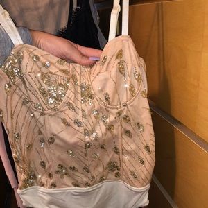 Pretty gold and nude corset tank